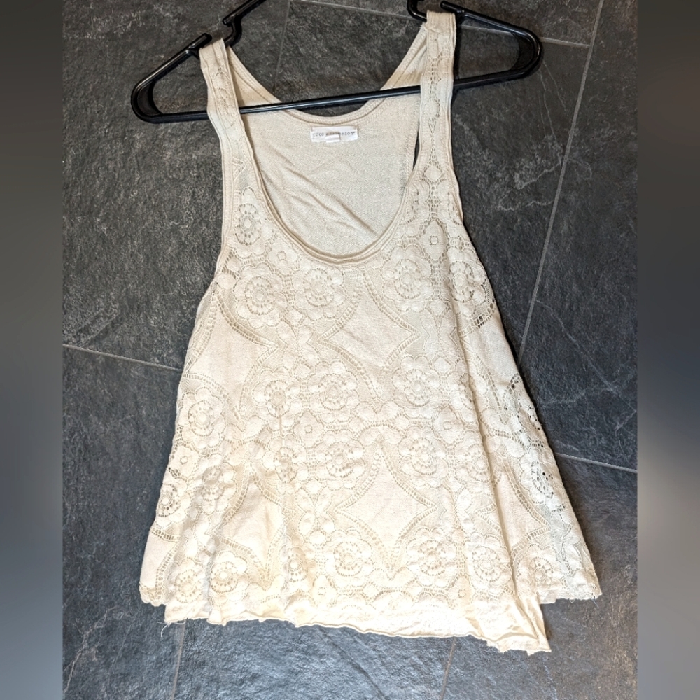 Coco & Jameson Beige Double tank top